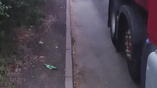 Layby wank and cum on boot wearing spandex