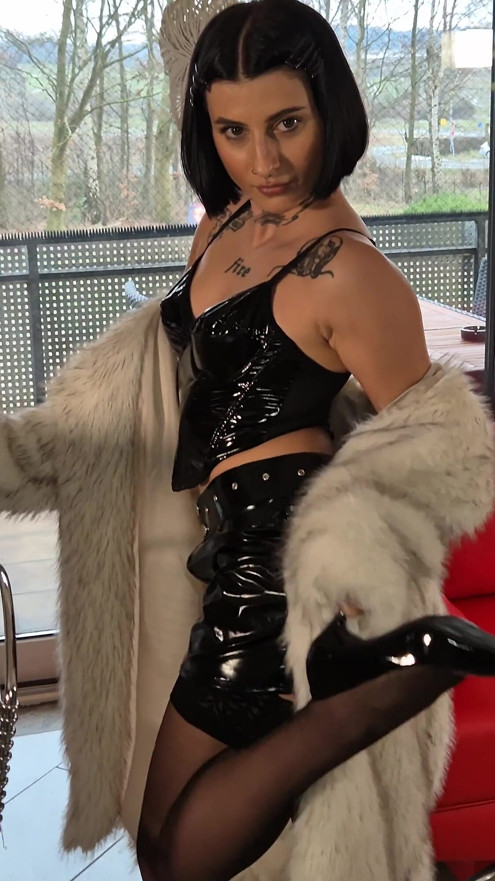 Sarah in a Vinyl Outfit