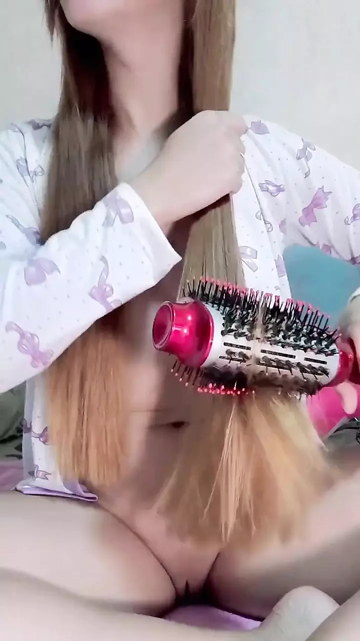 stepsister drying her hair in short clothes