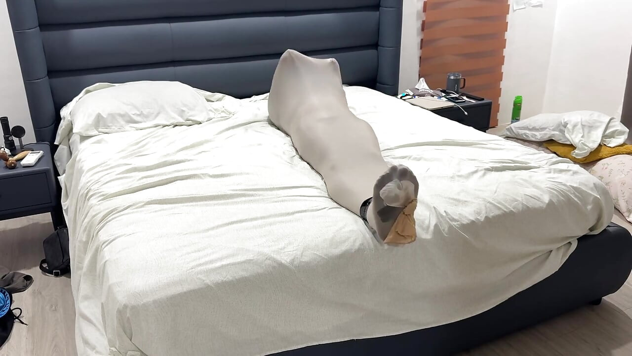 Mummified in Pantyhose Cocoon Vulnerable Encased Inside Nylon