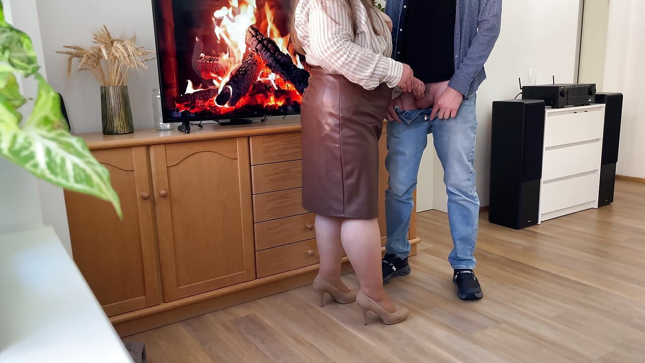 My lustful stepmother's tight leather skirt and pantyhose