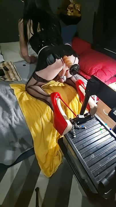 Long legged sissy breaking in her new high heels XxX