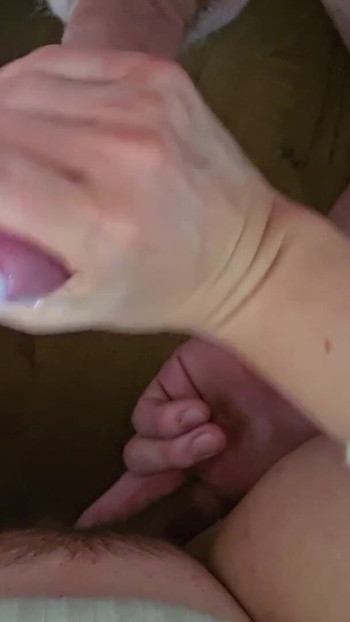Powerful moment from "Jerking off together with wife"
