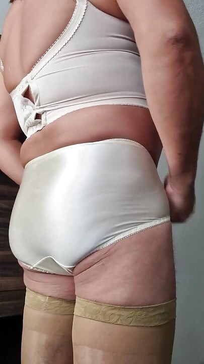 Sissy Orgasm Without Hands, with the Help of Two Vibration Devices, Using My Nylon Panties