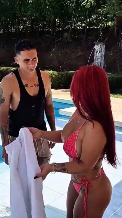 Pool boy fulfills his fantasy of having sex with his busty boss outdoors - Dani Clark & Alejandra Palacios | Clip 1