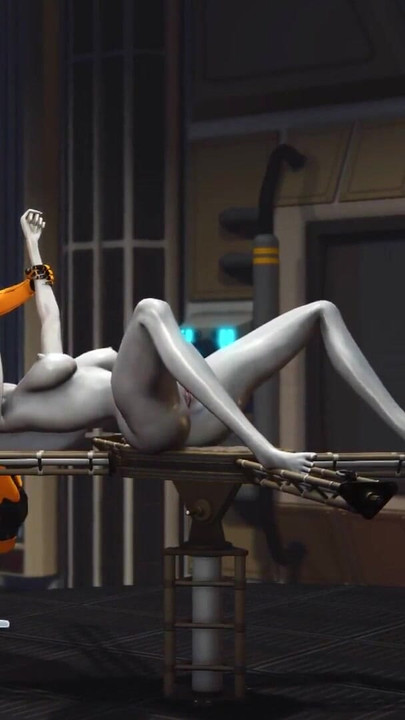 Çarpıcı an "Futa seks robotu bilim kurgu laboratuvarında bir kadın uzaylıyla oynuyor"