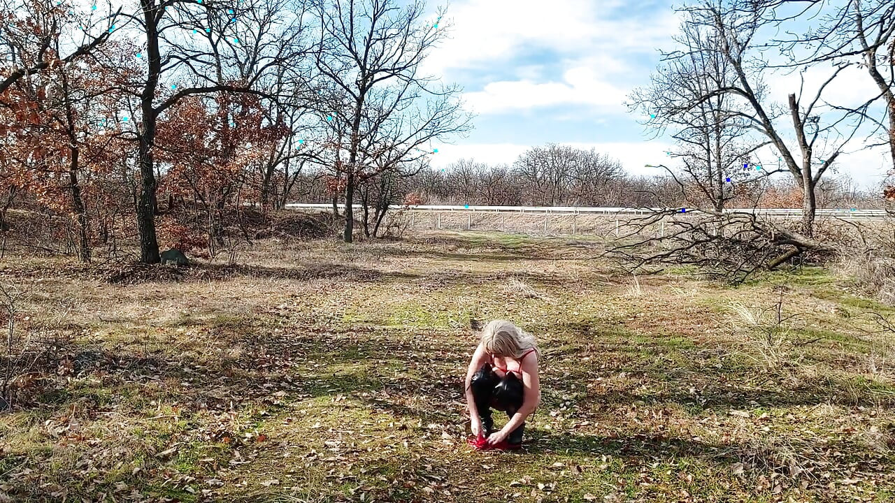 Little Whore Strips off Her Red Bodysuit on the Highway Part 2