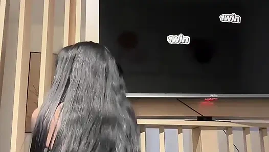 Naughty Girl Showing off the Size of Her Silicone Implants.