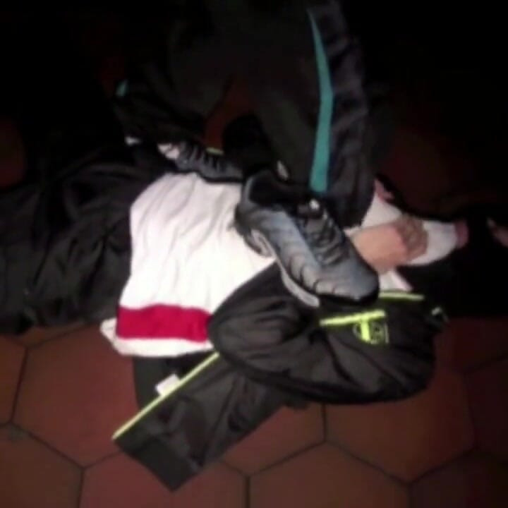 Slut humilates by 2 top sneakers boys