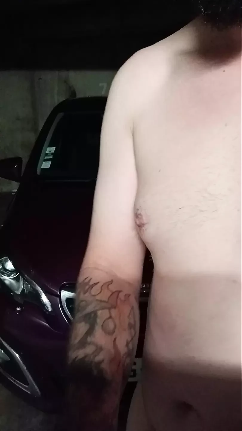 Cumshot on car hood in public