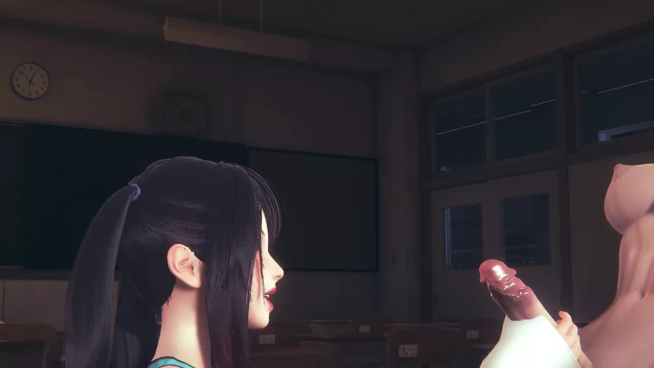 Hentai Uncensored 3D - Yumiko handjob Futanari Classmate dick's