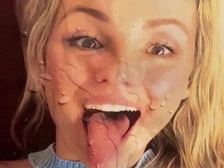 Michelle Hunziker получает камшот на лицо для трибьюта со спермой