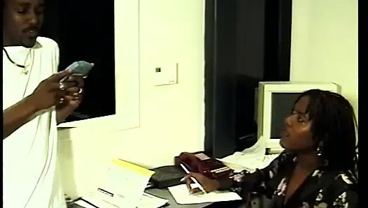 Black couple takes a break for hardcore fucking in the office