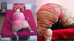 Spider net pantyhose facesitting by a SSBBW