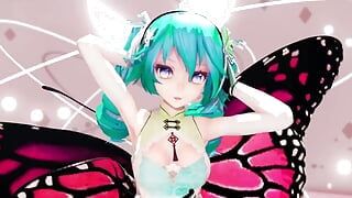 Miku Hentai danse se déshabille creampie MMD 3D Papillon Agitez-le MMD 3D Couleur cheveux émeraude Modifier Smixix