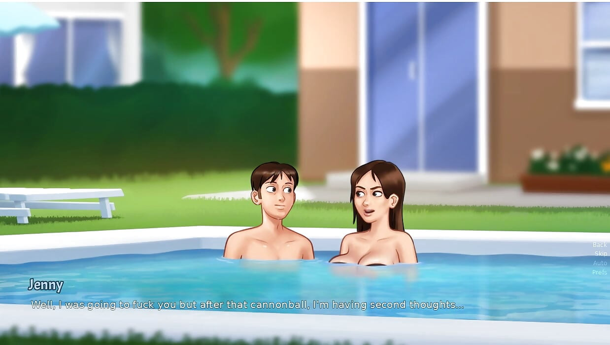 SummerTime Saga - геймплей - ролевая игра - сцены траха в бассейне Jenny