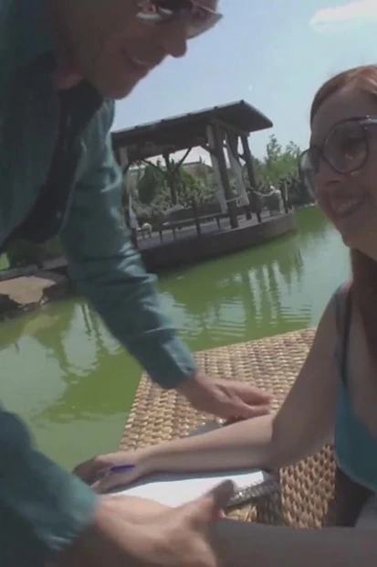 Two gorgeous babes are pleasing dude's big cock outdoors