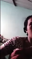 Satin Silk Saree Muslim Aunty showing Boobs