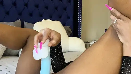 Seductive Ebony Femdom Tease: Lingerie Dildo Play for Findom Lovers