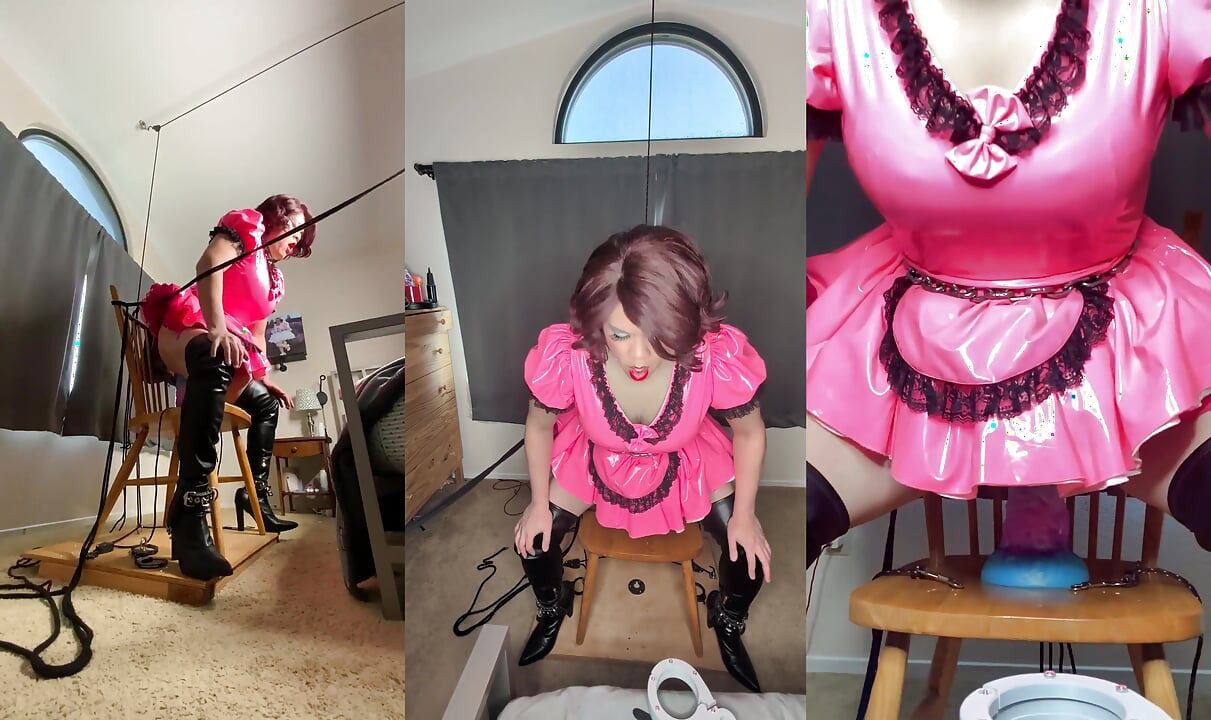 Maricas Candy em Self Bondage com enormes consolos