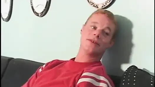Busty blonde is giving head to the college boy next door