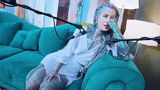 I talk about M - Music - ASMR podcast SFW talking goth skinny girl dreadlocks tattoo model inked girl
