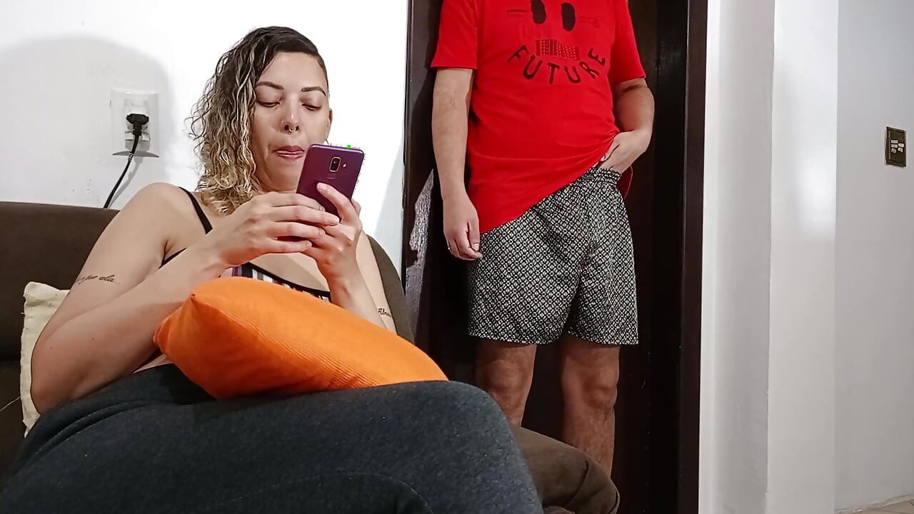 Step-mom suddenly gets a cock in her face and sucks until cumshot.