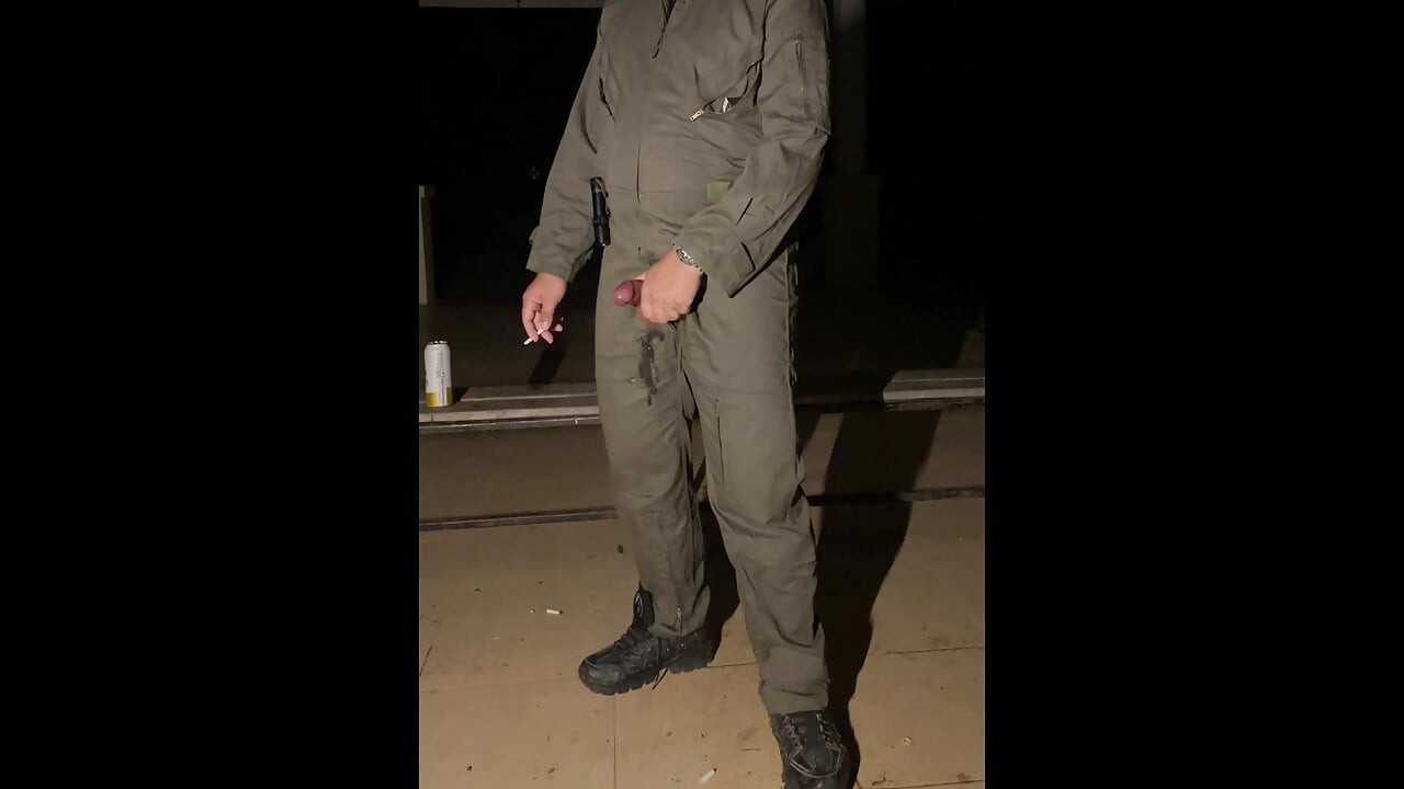 After work is done decide to jerk off in my mechanic jumpsuit and shoot a creamy load - wet with precum lube