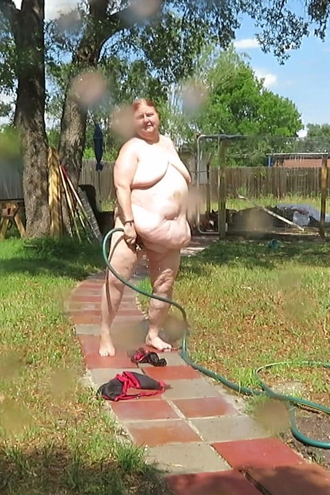 Bikini fun with water then strip outside