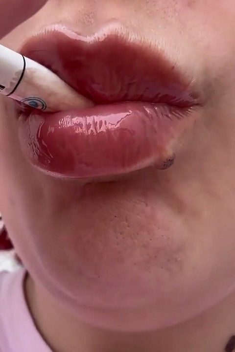 Close up Smoking with Lipgloss