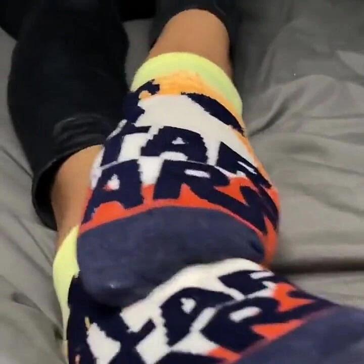 Ebony Girl Does Star Wars Sock Removal to Show off Her Feet