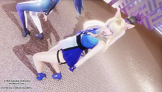 MMD KPop Охотники на демонов - HUNTRX - Золотой Ahri Kaali Kaisa, сексуальная Kpop, танец лиги легенд, хентай без цензуры, 4K 60FPS