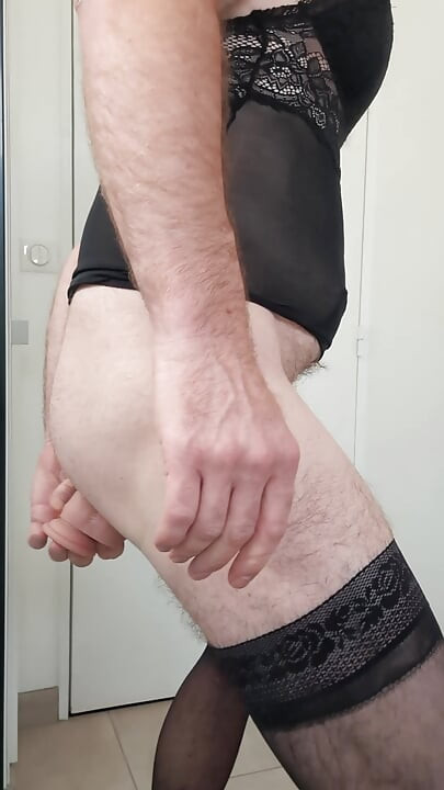Crossdresser wankin and cum