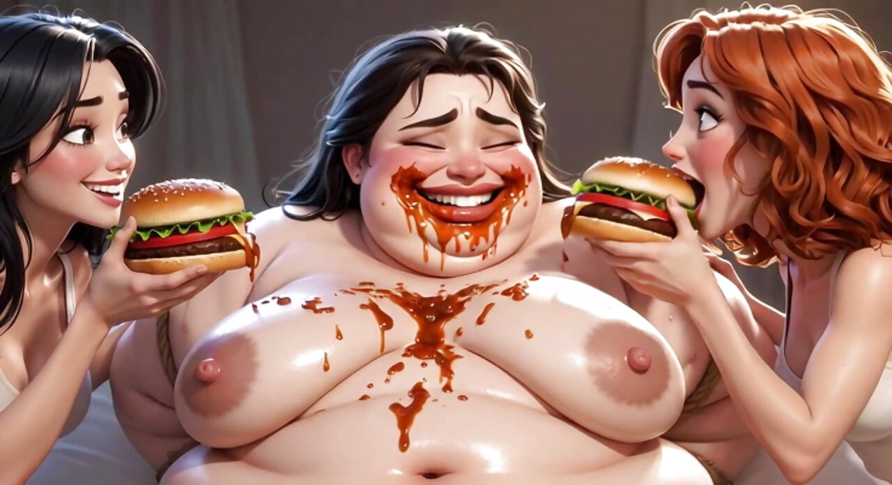 Obese Ugly Slave Covered in Food - Humiliated by Gorgeous Mistresses