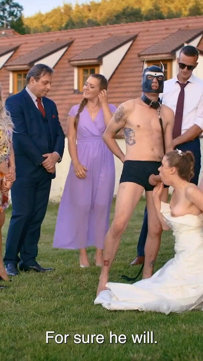 BRIDE4K. Wedding ritual sex with sexy blonde bride, dogging and wax play | Clip 1