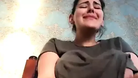 Turkish Monica masturbates while her big boobs wobble around