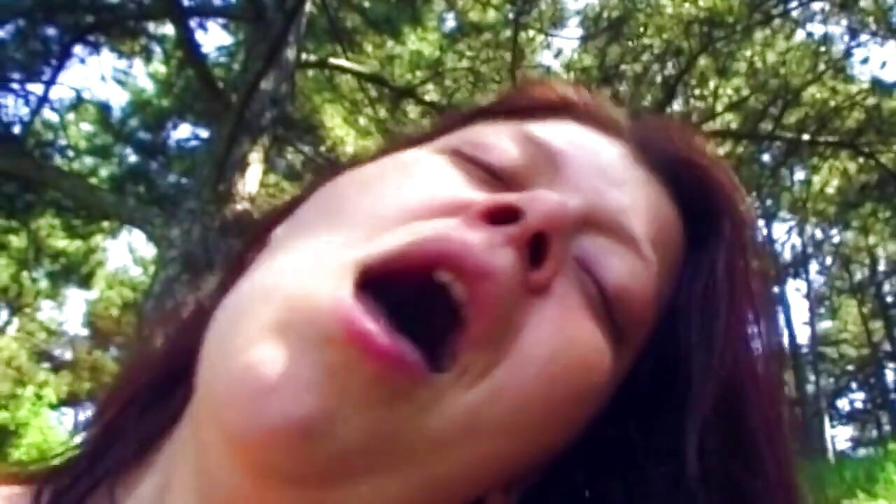 Brunette Toys Herself with Pink Dildo in Woods