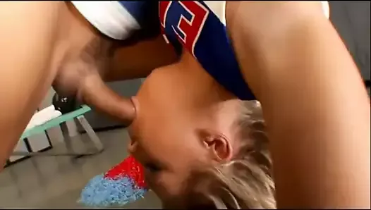 Fit & flexible blonde cheerleader seduces her school coach