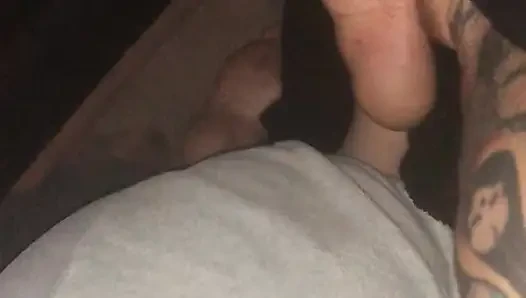 Redhead stepdaughter, deep throat's daddy's cock and swallows his load