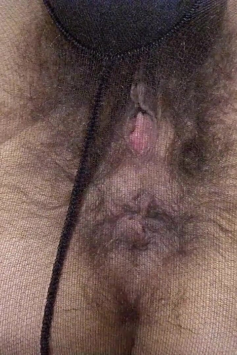 Open Wet Bush and Hairy Ass in Pantyhose (close-up) Facesitting POV
