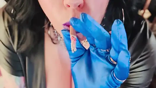 Tina's In Her Satin Gloves Again! Smoking A Cork Cigarette With Dangles, Snap Inhales & Drifting Smoke