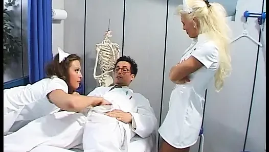 Pretty German nurse gets a facial after hot klinik sex