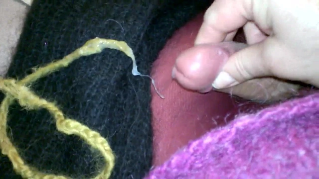 Jerking with dildo inside