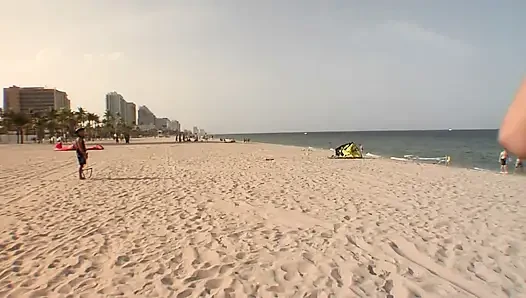 Blonde teen picked up on the beach