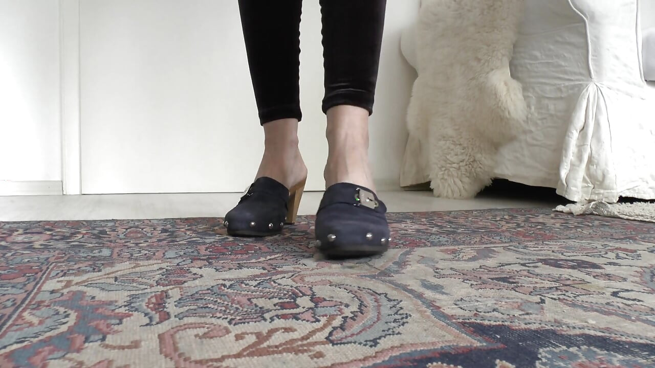 Blue Wooden Clogs, Sabots, Lady Victoria Valente