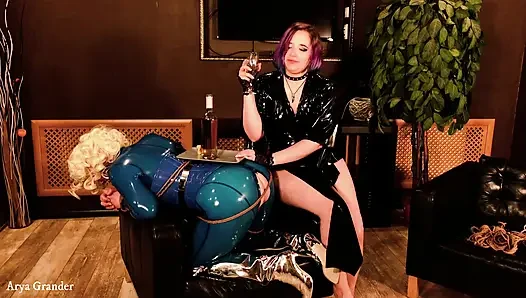 Backstage From BDSM Rope Bondage Process, Shibari Masturbation in Latex