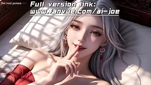 Kar kadar beyaz tenli, kırmızı ve beyaz saçlı Çinli klasik güzellik. Oral seks, ilk bölüm, yapay zeka