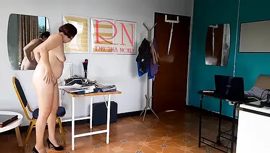 Nudist secretary. Nude employee in the office. Nude secretary is not shy about her boss. Nude office.  1 194