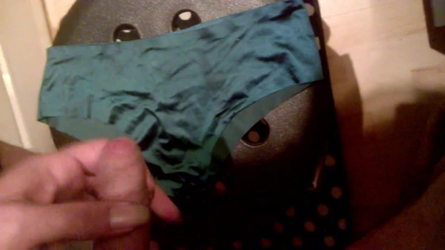 cumming premature on my wife's panties again 02