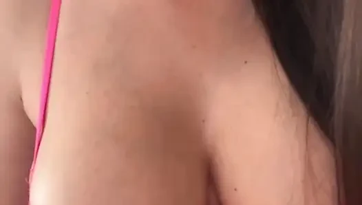 Stepmom in pink bodysuit with big tits